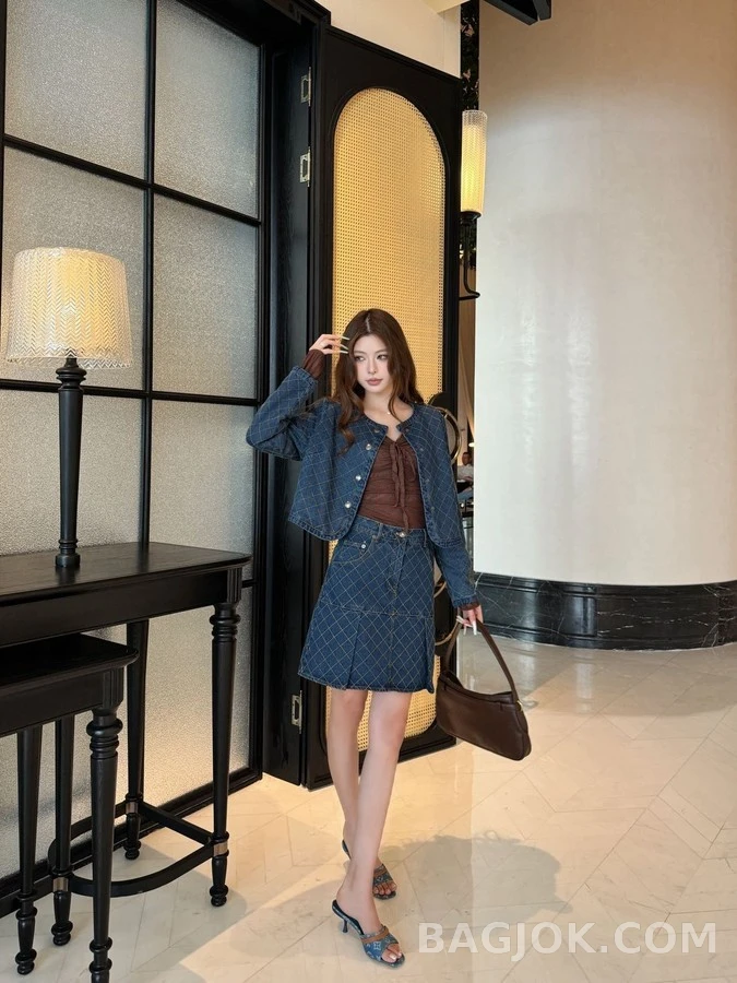 루이비통 루이비통 퀼팅 데님 스커트 상세 이미지