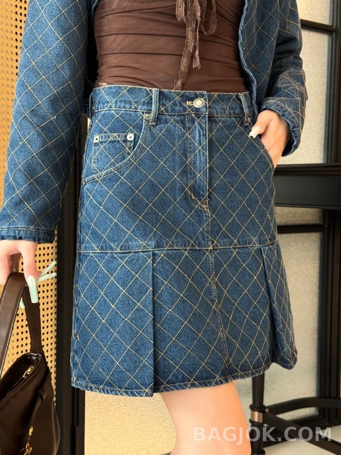 루이비통 루이비통 퀼팅 데님 스커트 상세 이미지
