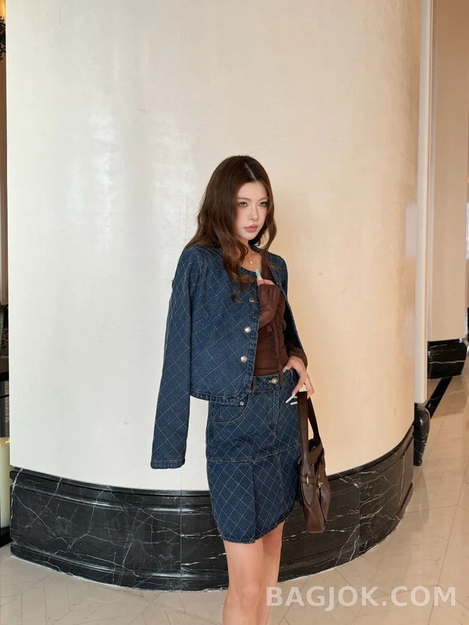 루이비통 루이비통 퀼팅 데님 스커트 상세 이미지