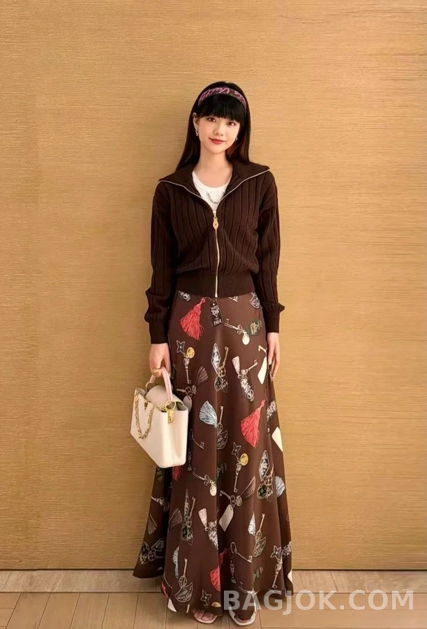 루이비통 루이비통 파이트 모드 키 패턴 롱 스커트 상세 이미지