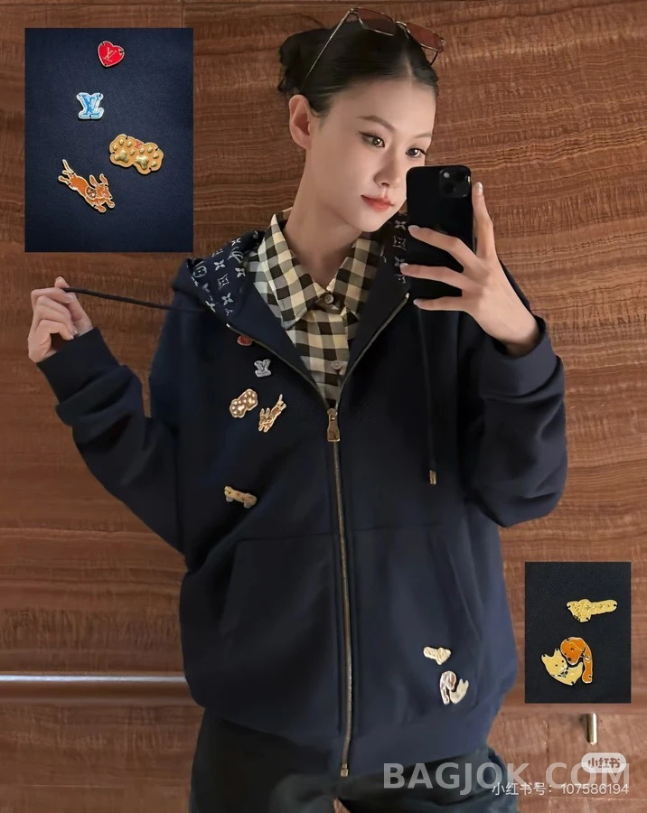 루이비통 루이비통 패치 디테일 후드 집업 상세 이미지