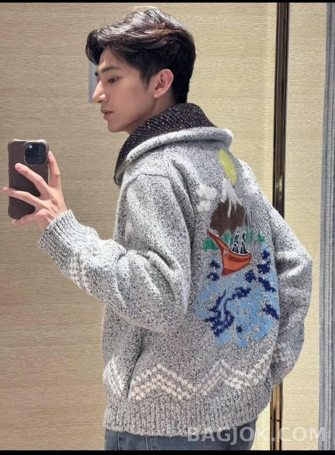 루이비통 루이비통 퍼렐 니고 낚시 자수 니트 집업 상세 이미지