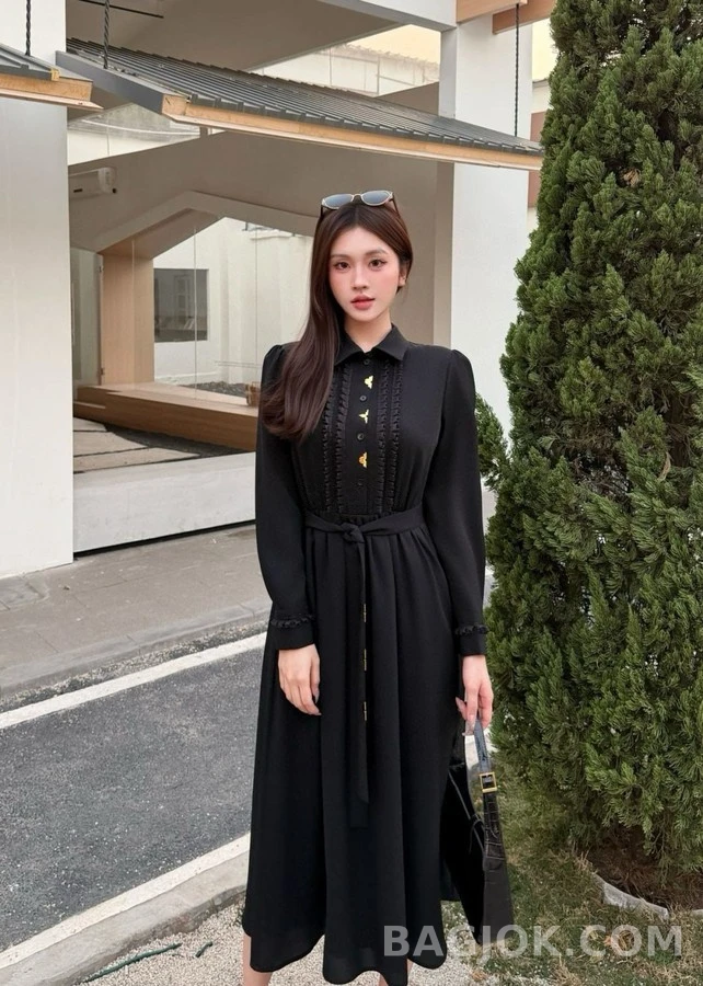 루이비통 루이비통 프릴 금장 롱 원피스 상세 이미지