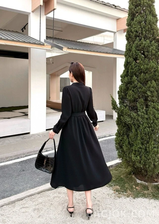 루이비통 루이비통 프릴 금장 롱 원피스 상세 이미지