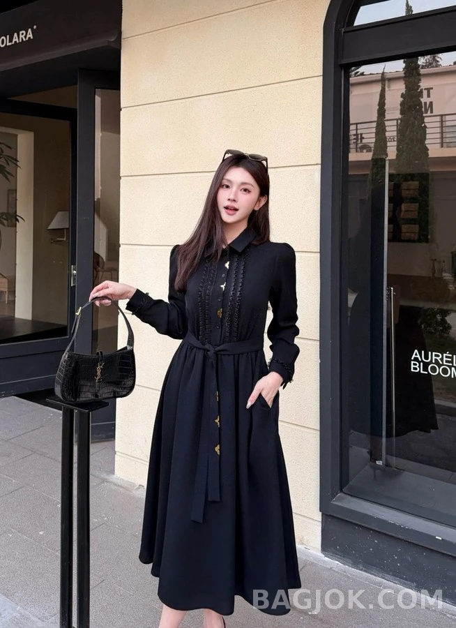 루이비통 루이비통 프릴 금장 롱 원피스 상세 이미지
