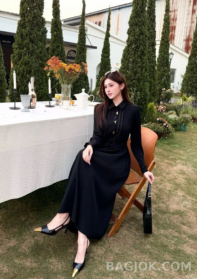 루이비통 루이비통 프릴 금장 롱 원피스 상세 이미지