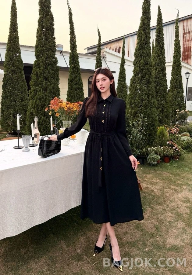 루이비통 루이비통 프릴 금장 롱 원피스 상세 이미지