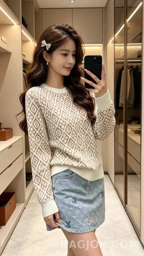 루이비통 루이비통 플라워 다이아몬드 자카드 니트 상세 이미지