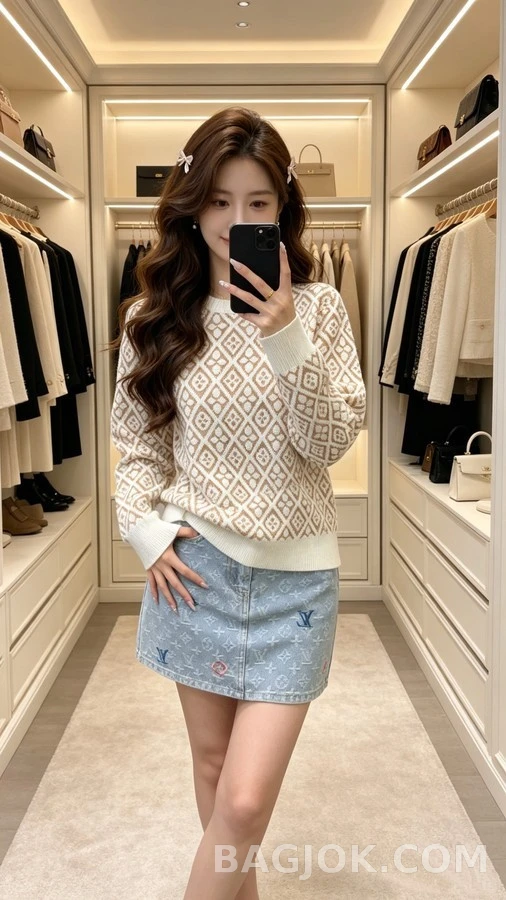루이비통 루이비통 플라워 다이아몬드 자카드 니트 상세 이미지