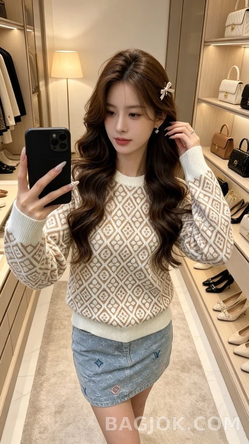 루이비통 루이비통 플라워 다이아몬드 자카드 니트 상세 이미지