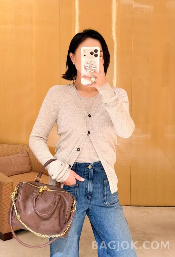 루이비통 루이비통 V넥 골지 니트 가디건 상세 이미지