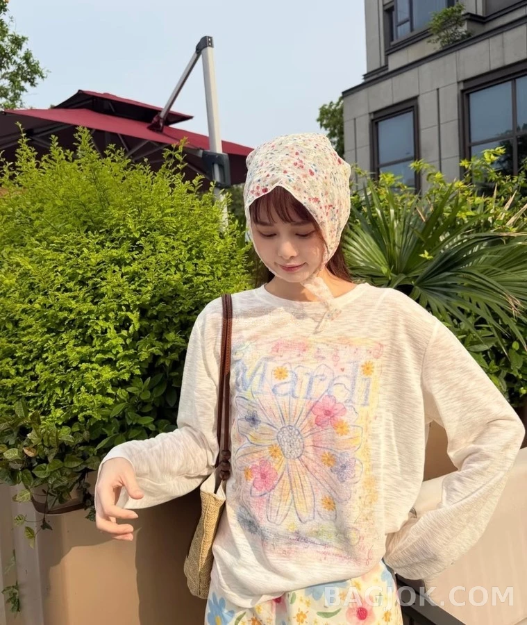 마르니 마르니 수채화 데이지 긴팔 티셔츠 상세 이미지