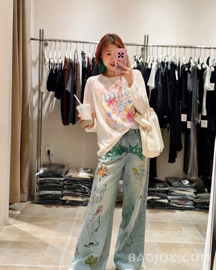 마르니 마르니 수채화 데이지 긴팔 티셔츠 상세 이미지