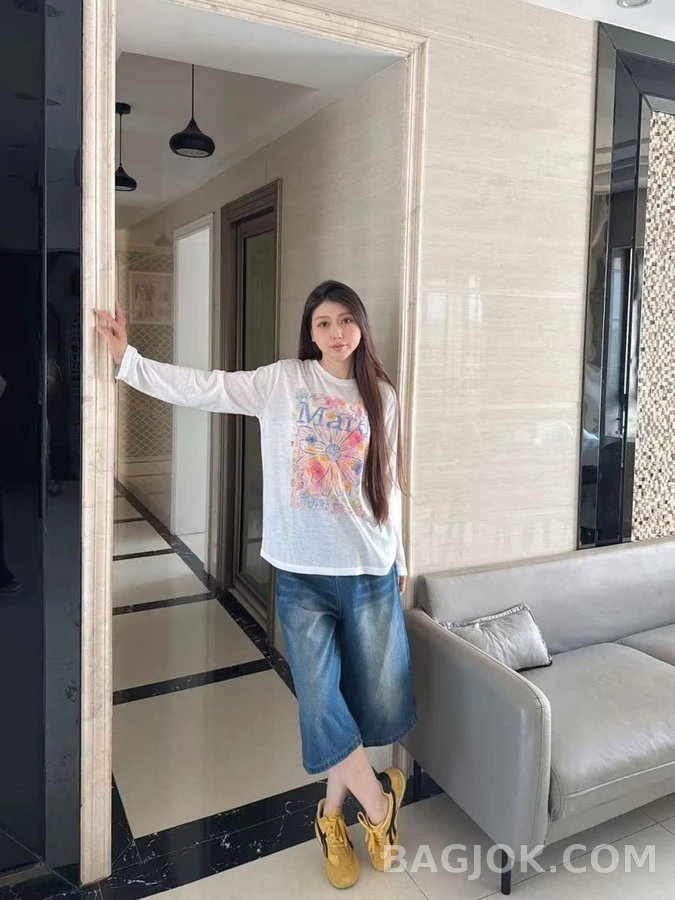 마르니 마르니 수채화 데이지 긴팔 티셔츠 상세 이미지
