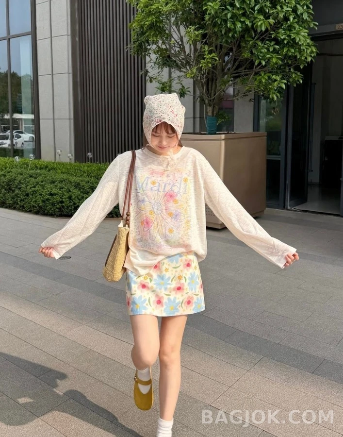 마르니 마르니 수채화 데이지 긴팔 티셔츠 상세 이미지