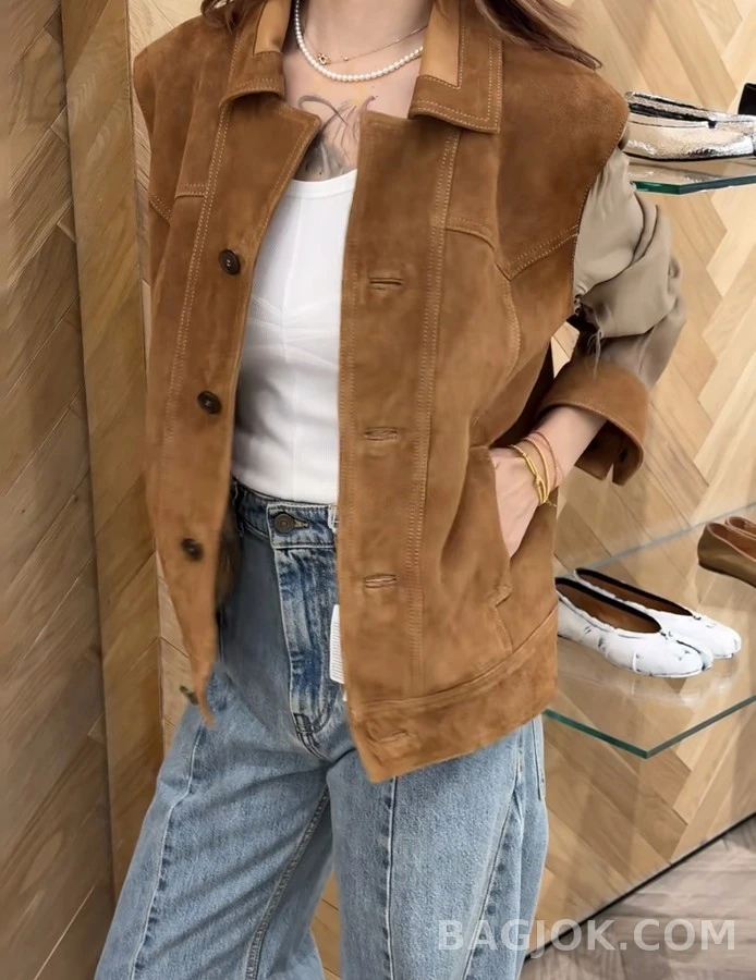메종 마르지엘라 메종마르지엘라 레트로 스웨이드 배색 자켓 상세 이미지