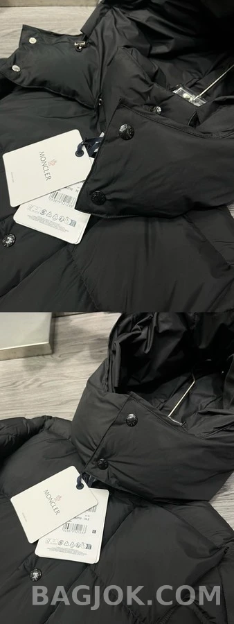 몽클레어 몽클레어 블랙 스냅 탈부착 와이드 후드 여성 패딩 상세 이미지