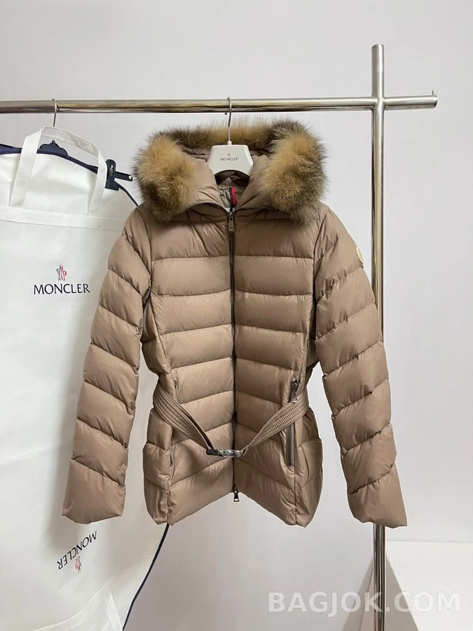 몽클레어 몽클레어 여성 큐피돈 풍성한 빅 퍼 후드 날씬핏 벨트 패딩 상세 이미지
