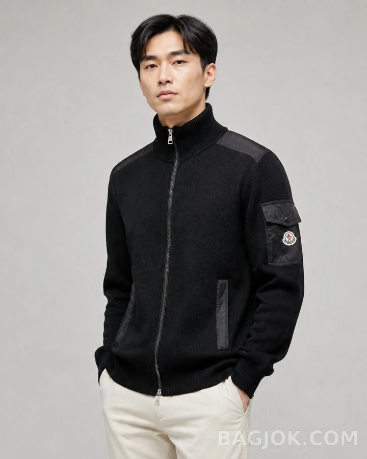 몽클레어 몽클레어 울 나일론 패치 집업 가디건 상세 이미지