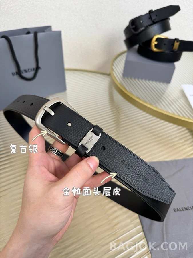 발렌시아가 발렌시아가 로고 플레이트 레더 벨트 상세 이미지
