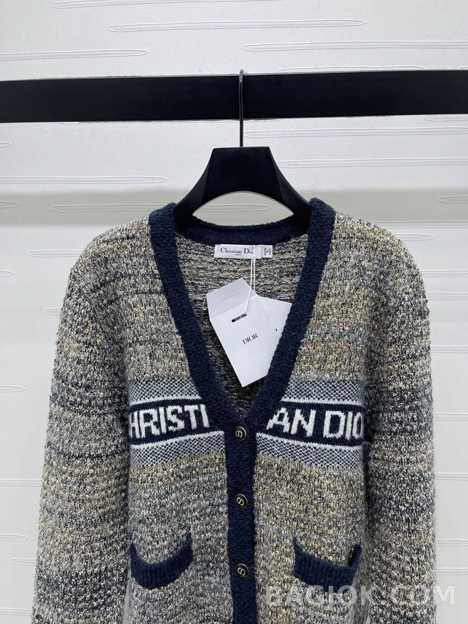 디올 디올 레터링 V넥 니트 가디건 상세 이미지