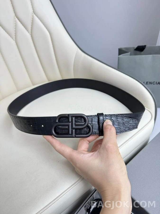 발렌시아가 발렌시아가 로고 크로커다일 엠보싱 벨트 상세 이미지