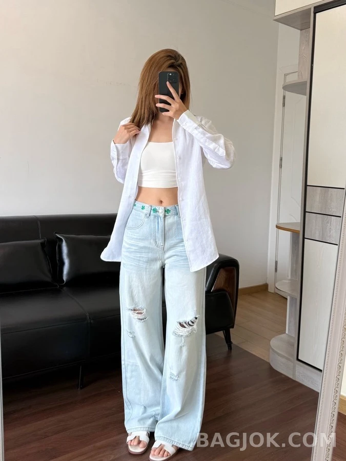 디올 디올 클로버 자수 와이드핏 데님 팬츠 상세 이미지