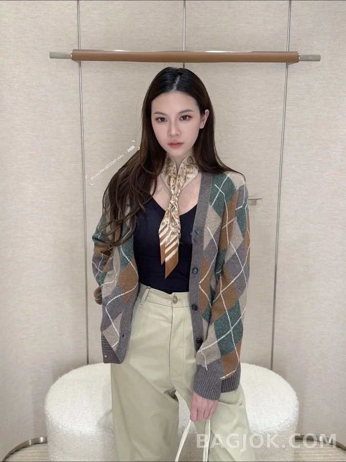 로로피아나 로로피아나 아가일 패턴 가디건 상세 이미지