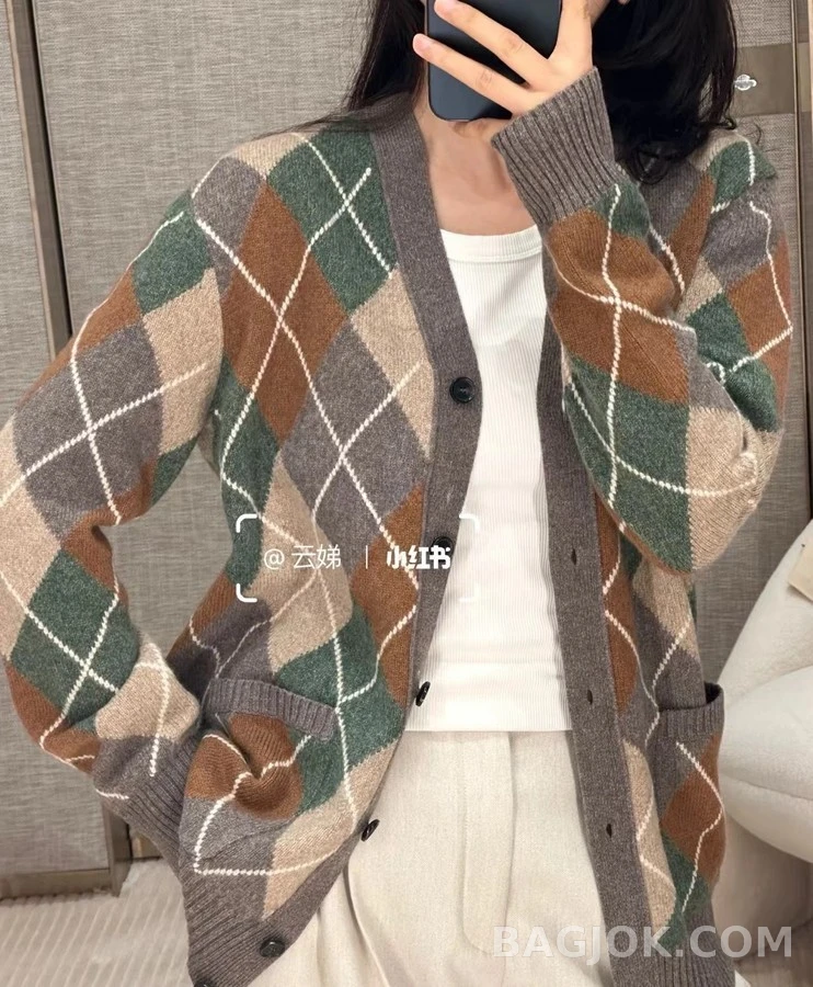 로로피아나 로로피아나 아가일 패턴 가디건 상세 이미지