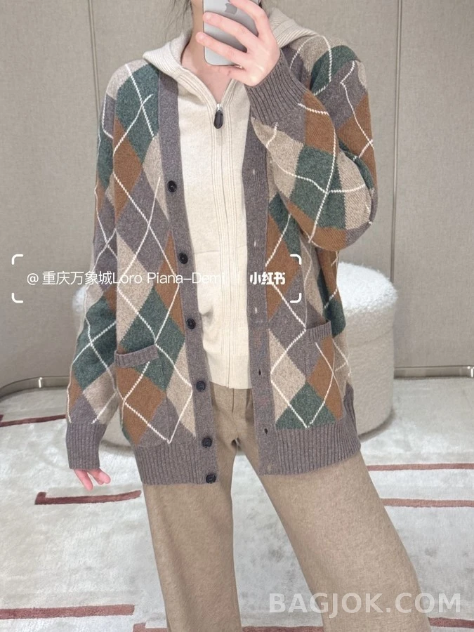 로로피아나 로로피아나 아가일 패턴 가디건 상세 이미지