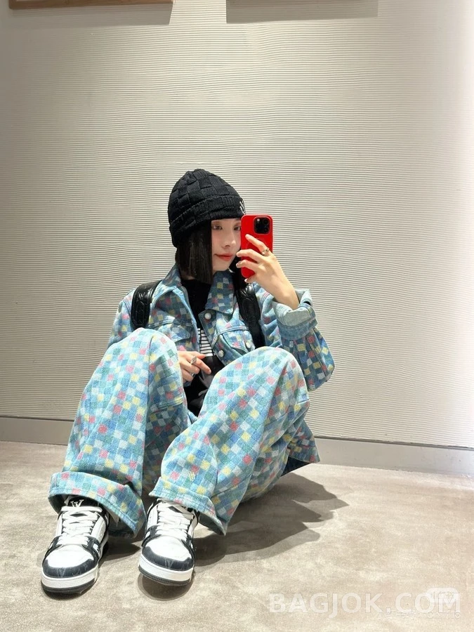 루이비통 루이비통 다미에 체크 데님 팬츠 상세 이미지