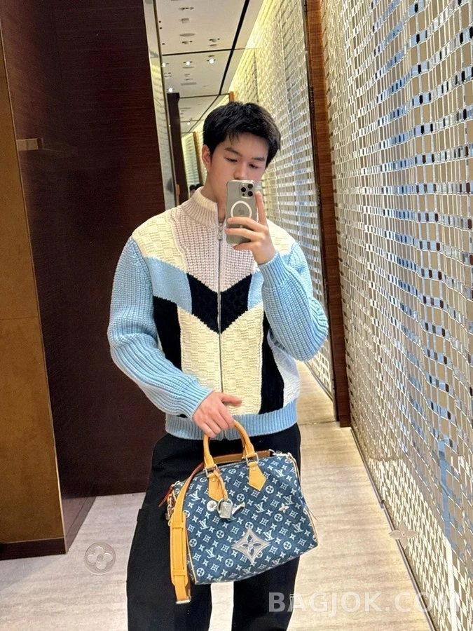루이비통 루이비통 로고 컬러 블록 니트 집업 상세 이미지