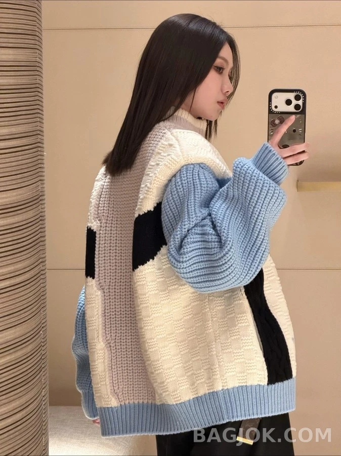루이비통 루이비통 로고 컬러 블록 니트 집업 상세 이미지
