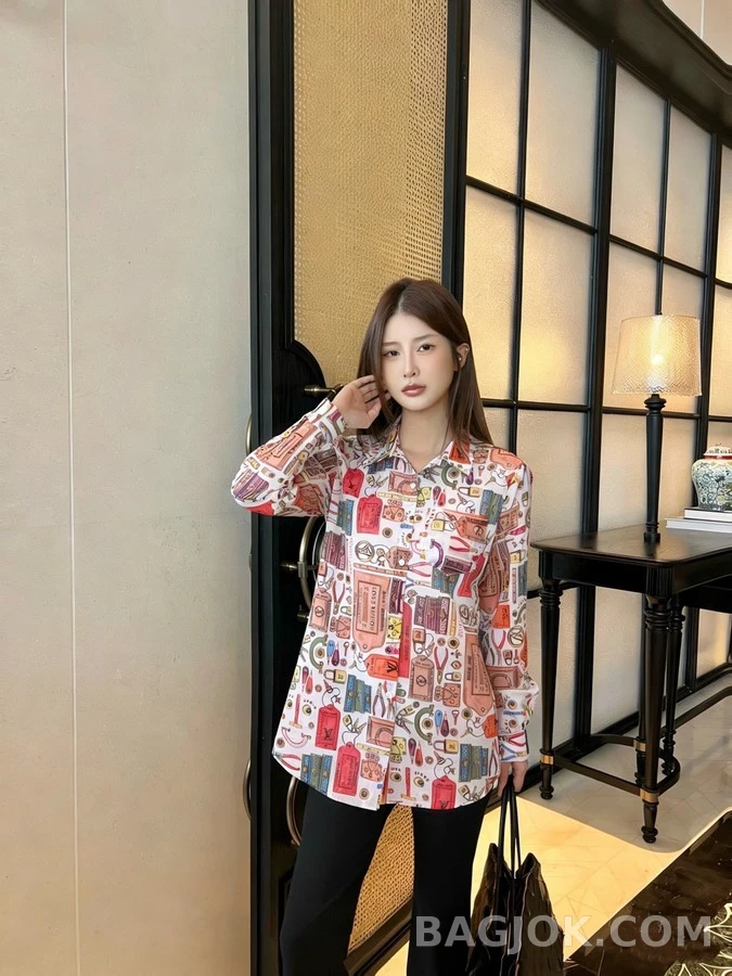 루이비통 루이비통 멀티컬러 아이템 프린트 셔츠 상세 이미지