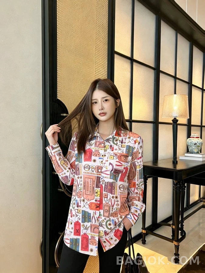 루이비통 루이비통 멀티컬러 아이템 프린트 셔츠 상세 이미지