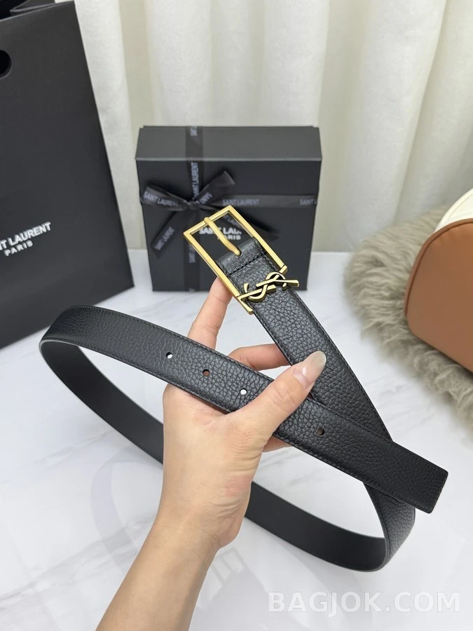 생로랑 세인트로랑 로고 레더 벨트 상세 이미지