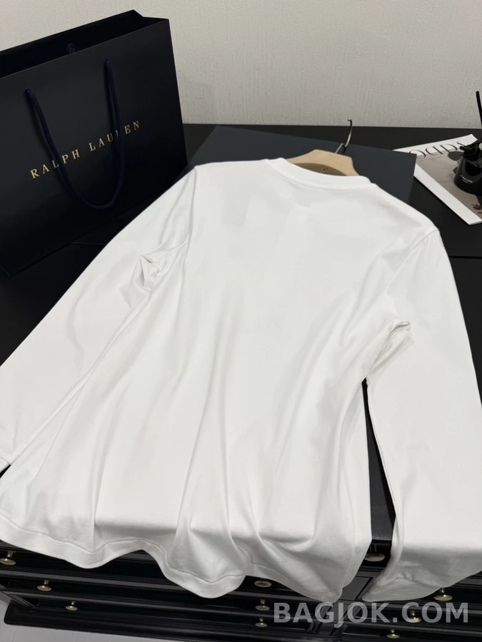 폴로 랄프 로렌 폴로 랄프 로렌 로고 자수 헨리넥 긴팔 티셔츠 상세 이미지