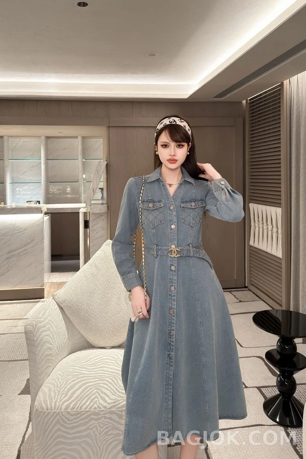 샤넬 샤넬 데님 퀼팅 포켓 벨트 원피스 상세 이미지