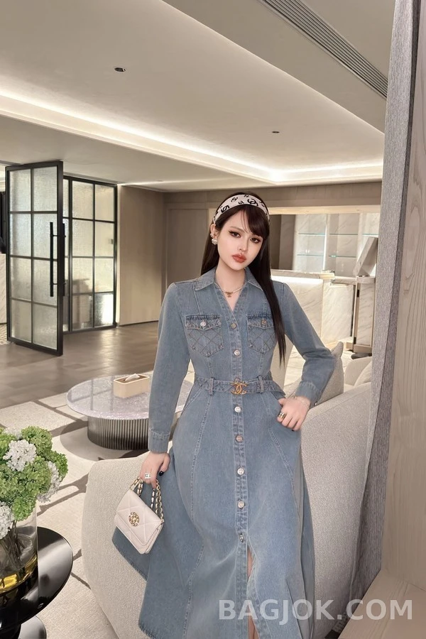 샤넬 샤넬 데님 퀼팅 포켓 벨트 원피스 상세 이미지