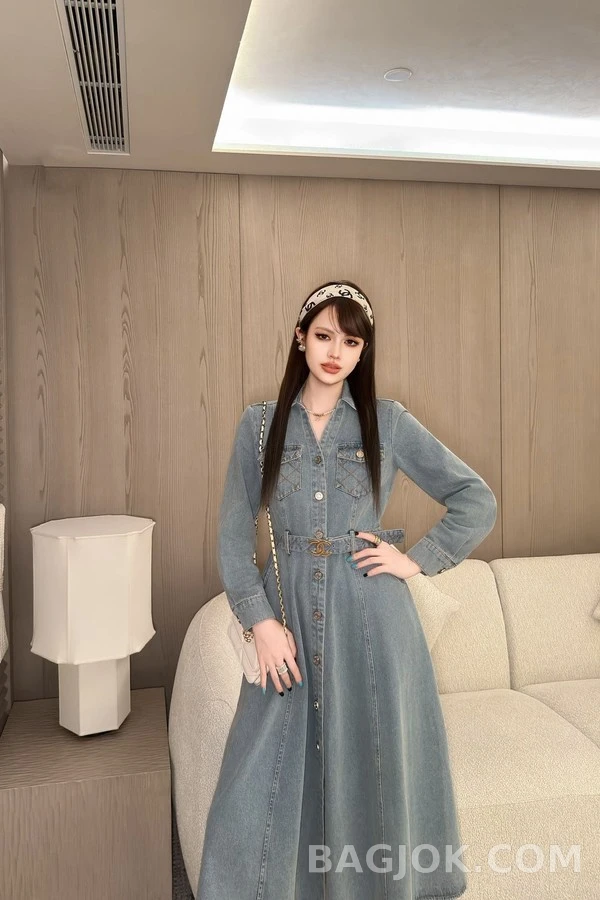 샤넬 샤넬 데님 퀼팅 포켓 벨트 원피스 상세 이미지
