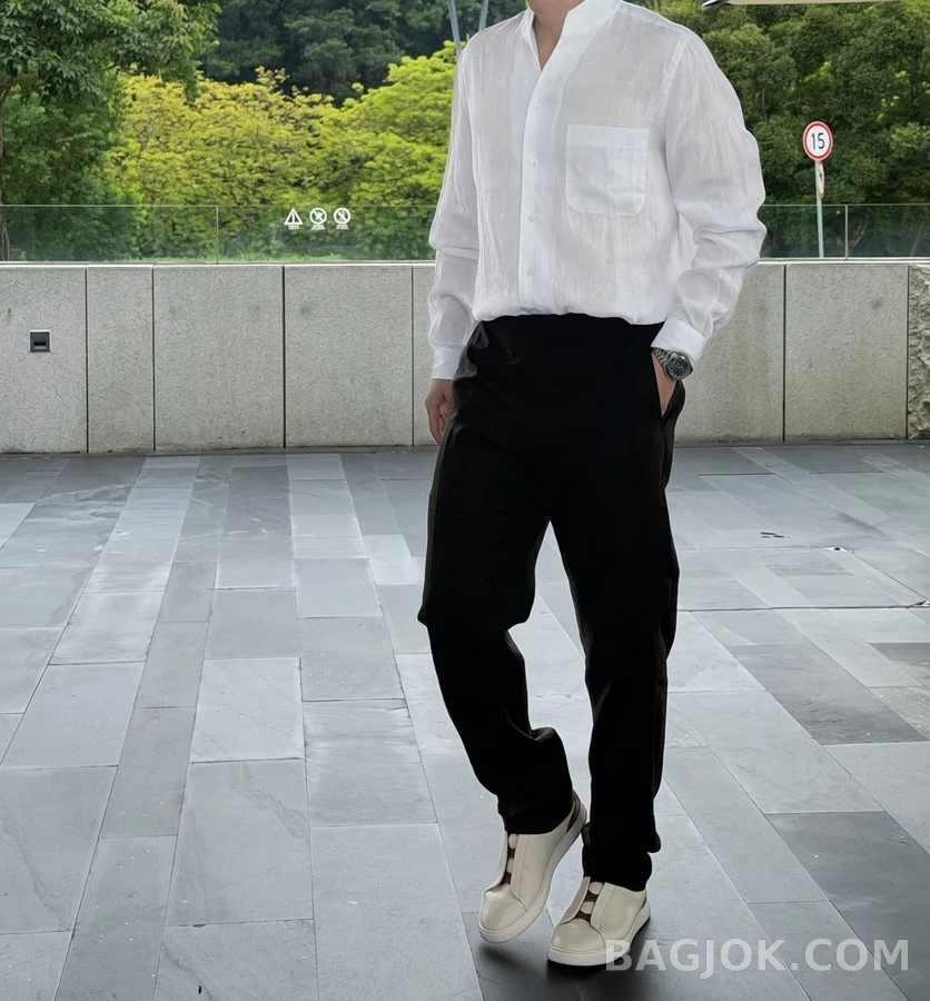 제냐 제냐 린넨 밴드 칼라 셔츠 상세 이미지