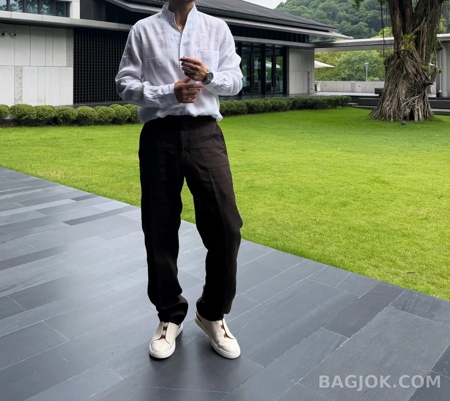 제냐 제냐 린넨 밴드 칼라 셔츠 상세 이미지