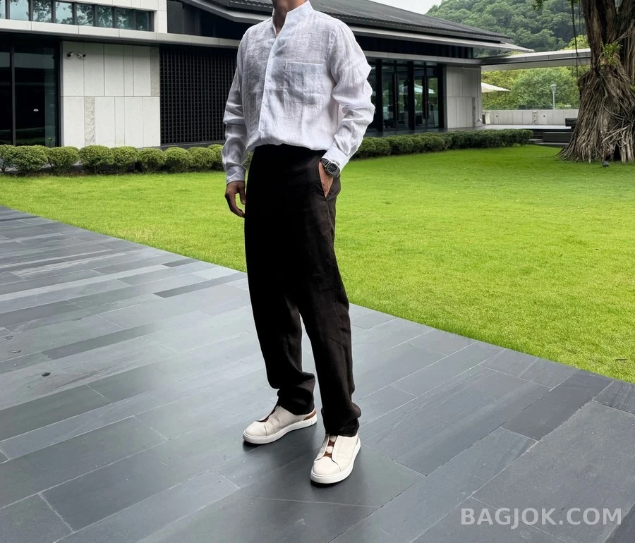 제냐 제냐 린넨 밴드 칼라 셔츠 상세 이미지