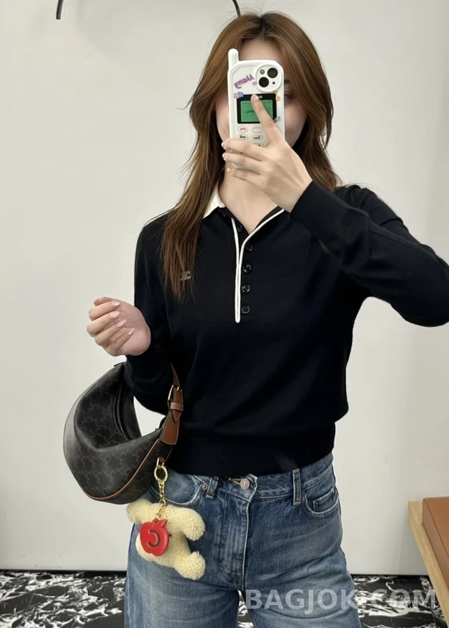 셀린느 셀린느 트리옹프 자수 니트 폴로셔츠 상세 이미지