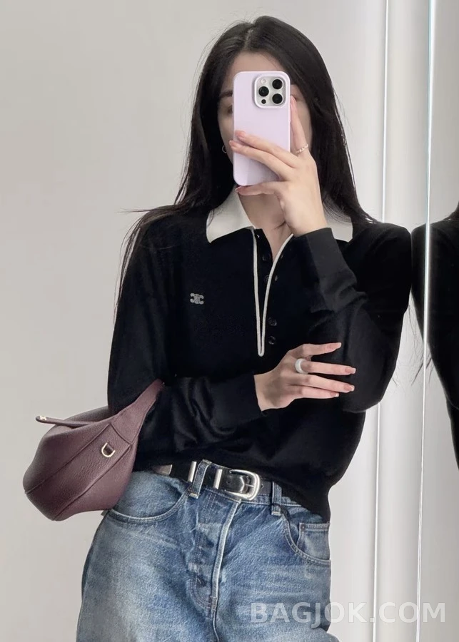 셀린느 셀린느 트리옹프 자수 니트 폴로셔츠 상세 이미지