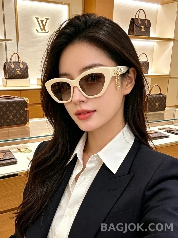 루이비통 루이비통 체인 장식 캣아이 선글라스 상세 이미지