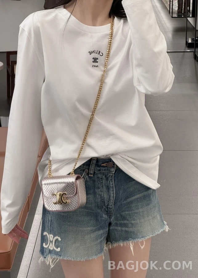 셀린느 셀린느 레터링 자수 긴팔 티셔츠 상세 이미지