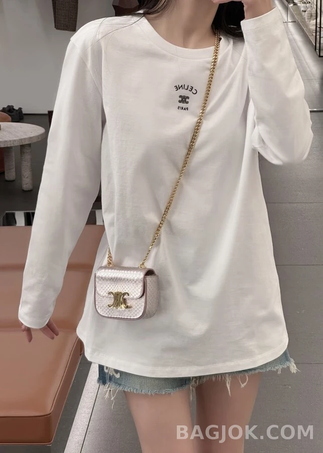 셀린느 셀린느 레터링 자수 긴팔 티셔츠 상세 이미지