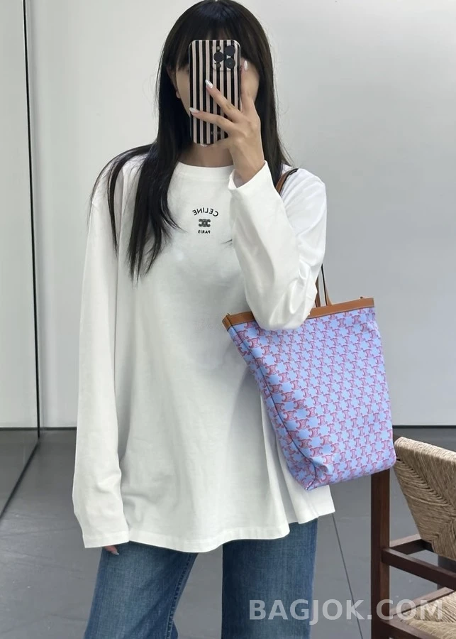 셀린느 셀린느 레터링 자수 긴팔 티셔츠 상세 이미지
