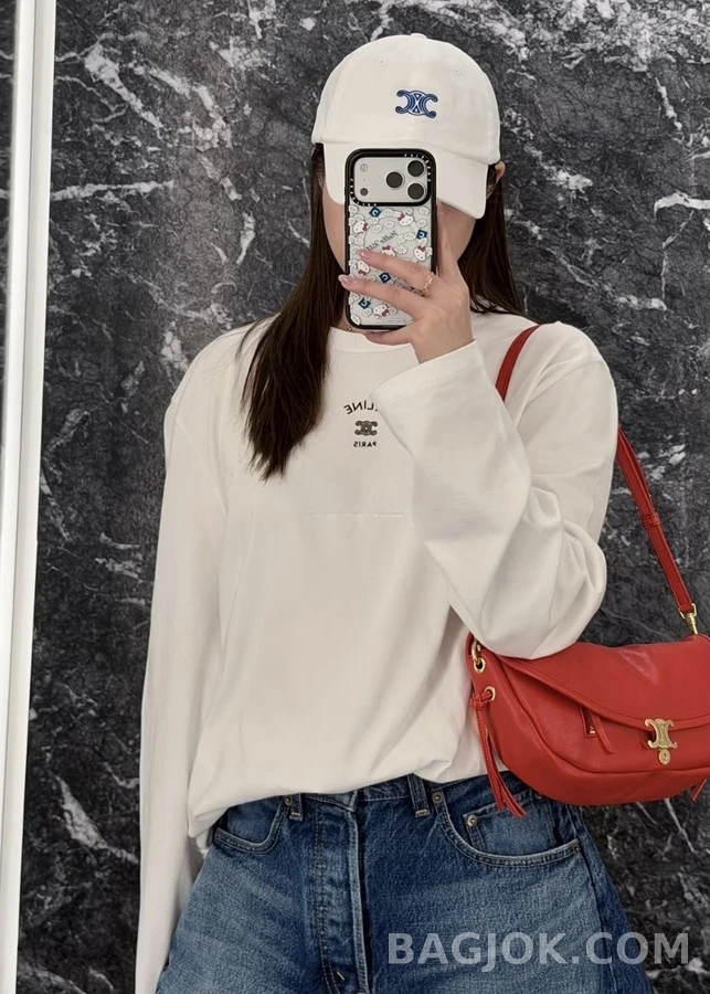 셀린느 셀린느 레터링 자수 긴팔 티셔츠 상세 이미지